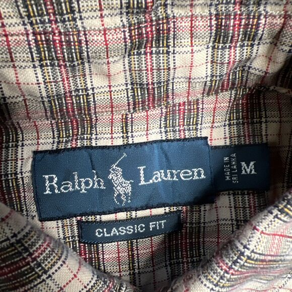 Polo Ralph Lauren Button Up Shirt Mens Medium Plaid Pony Logo - Picture 4 of 10
